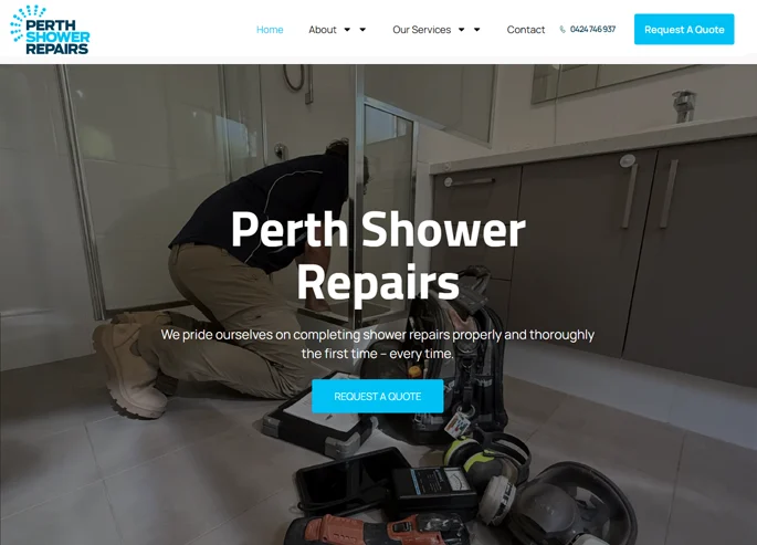 Perth Shower Repairs website design and development by Zigboxx Studios