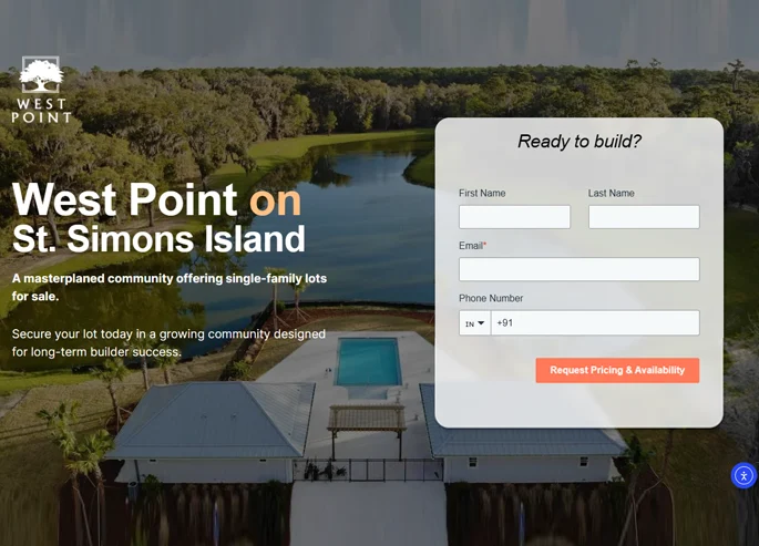 Landing page banner design by Zigboxx Studios for West Point St. Simons Island