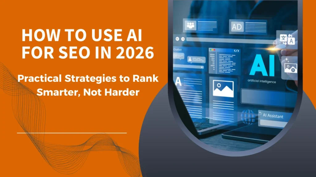 AI-powered SEO strategy visual showing data analysis, search optimization, and intelligent content performance tracking.