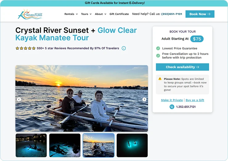 Conversion-Focused Tour Pages